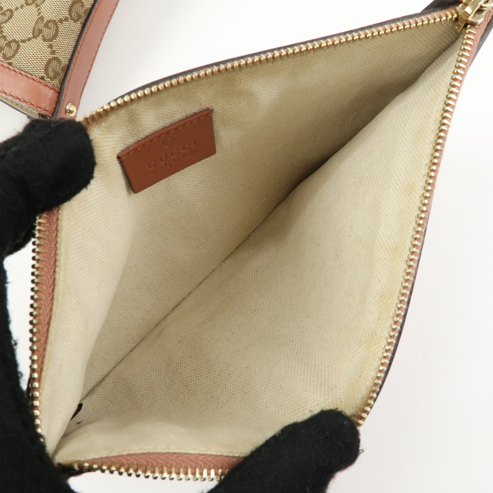 GUCCI GG Canvas Leather Tote Bag Shoulder Bag Beige Pink 247209 Auth Used F/S