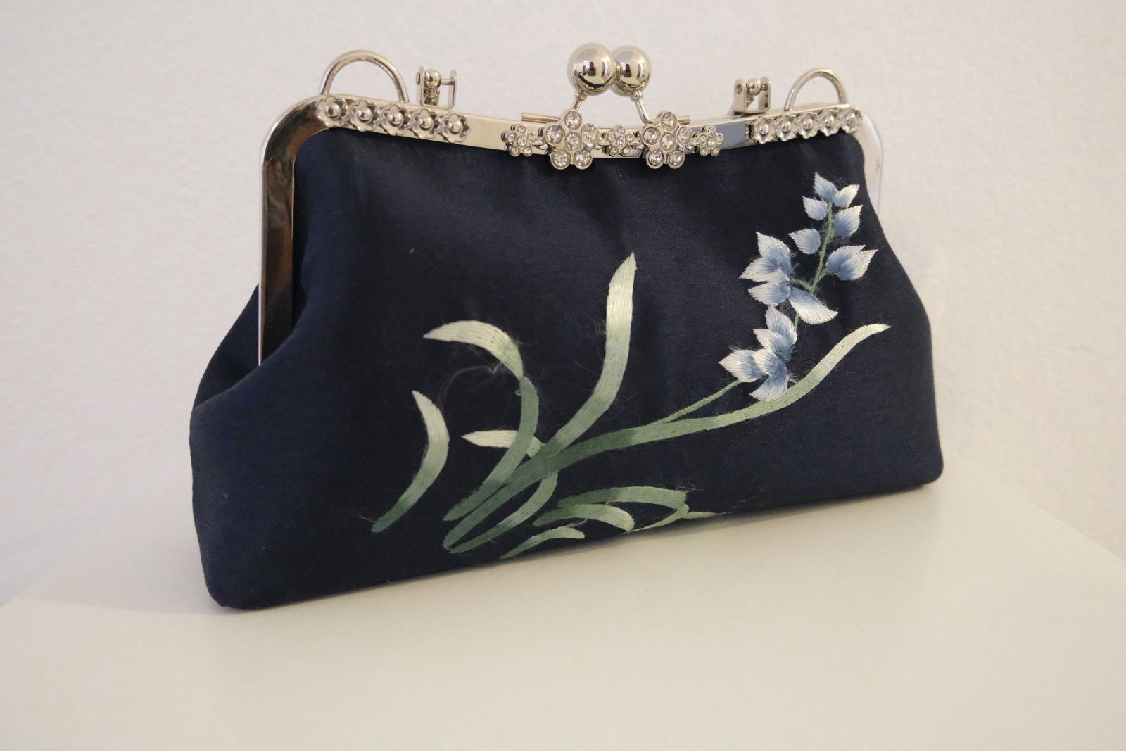 Elegant Handmade Evening Bag Silver Tone frame| Handmade clutch purse