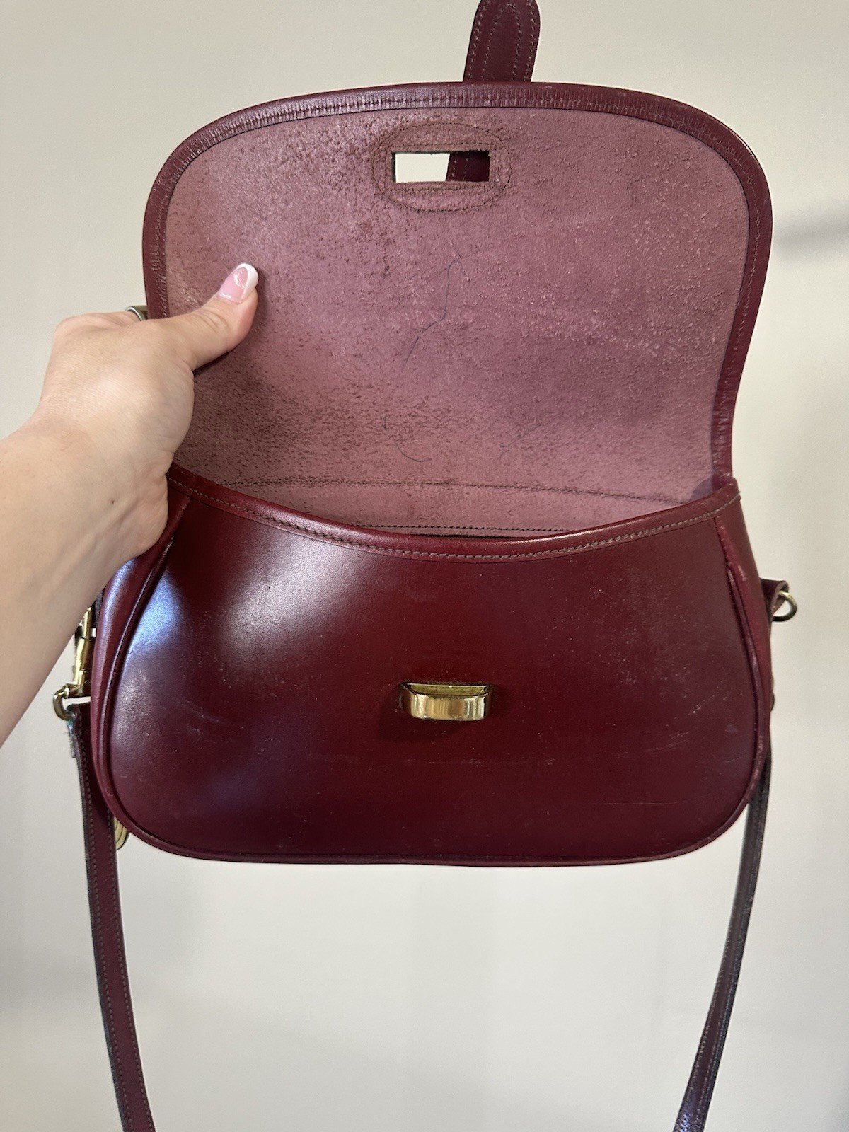 Dooney & Bourke Burgundy Shoulder Bag Gold Hardware Buckle Logo Bag Charm