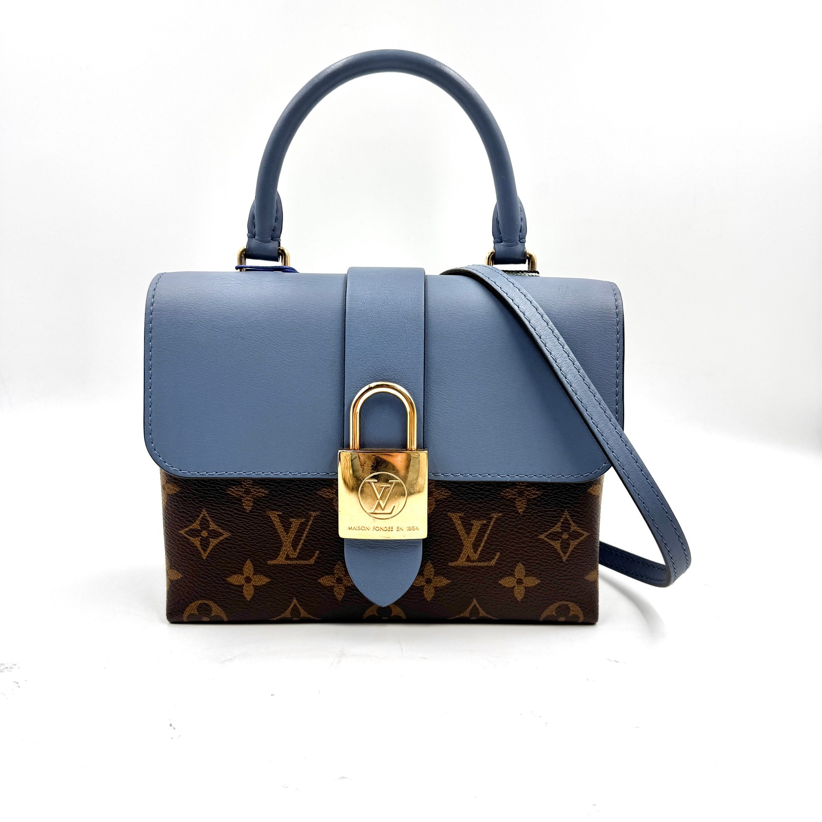 Pre-Owned Louis Vuitton Locky BB Monogram Canvas Blue Satchel Top Handle Bag