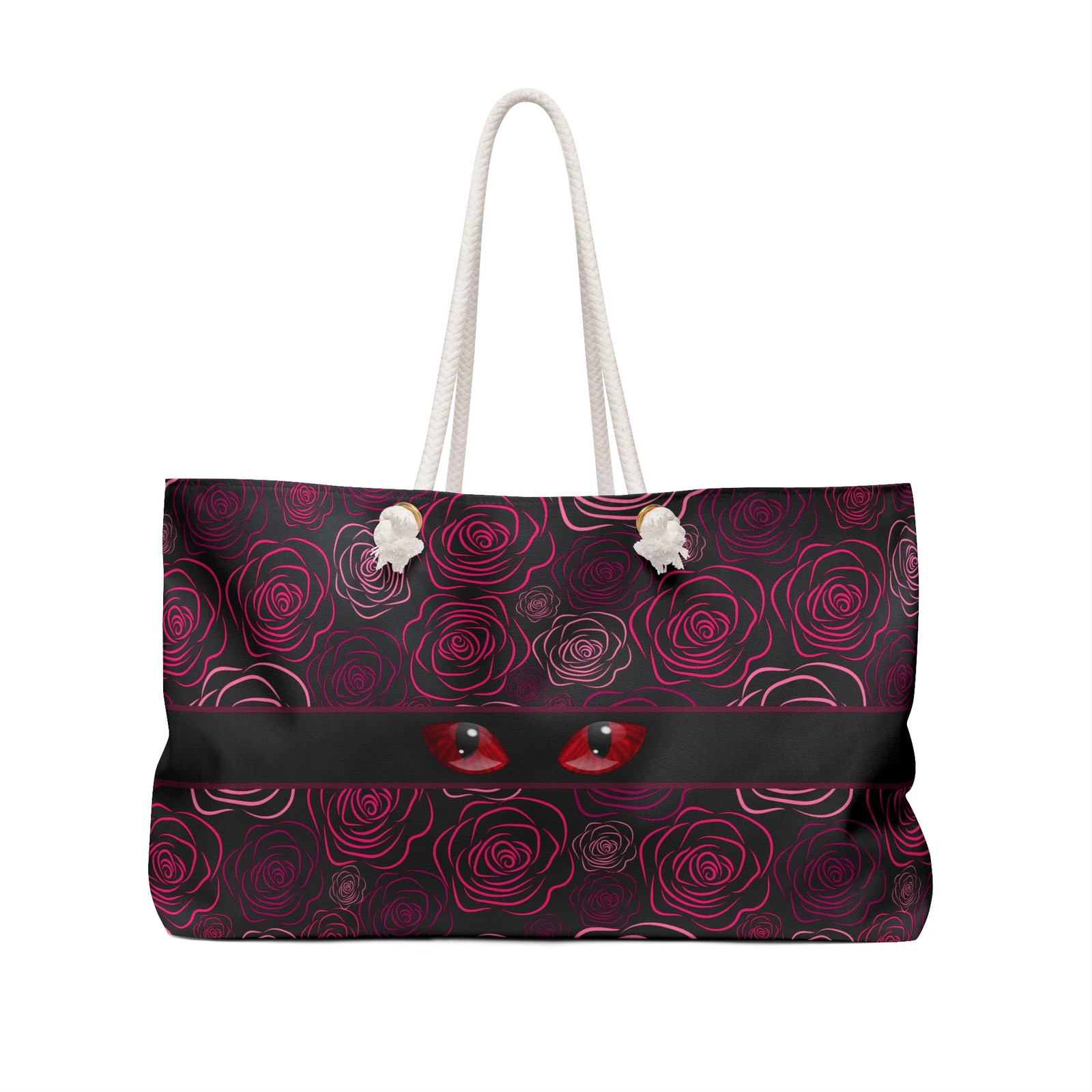 Peeking Cat Eyes Gothic Rose Weekender Bag