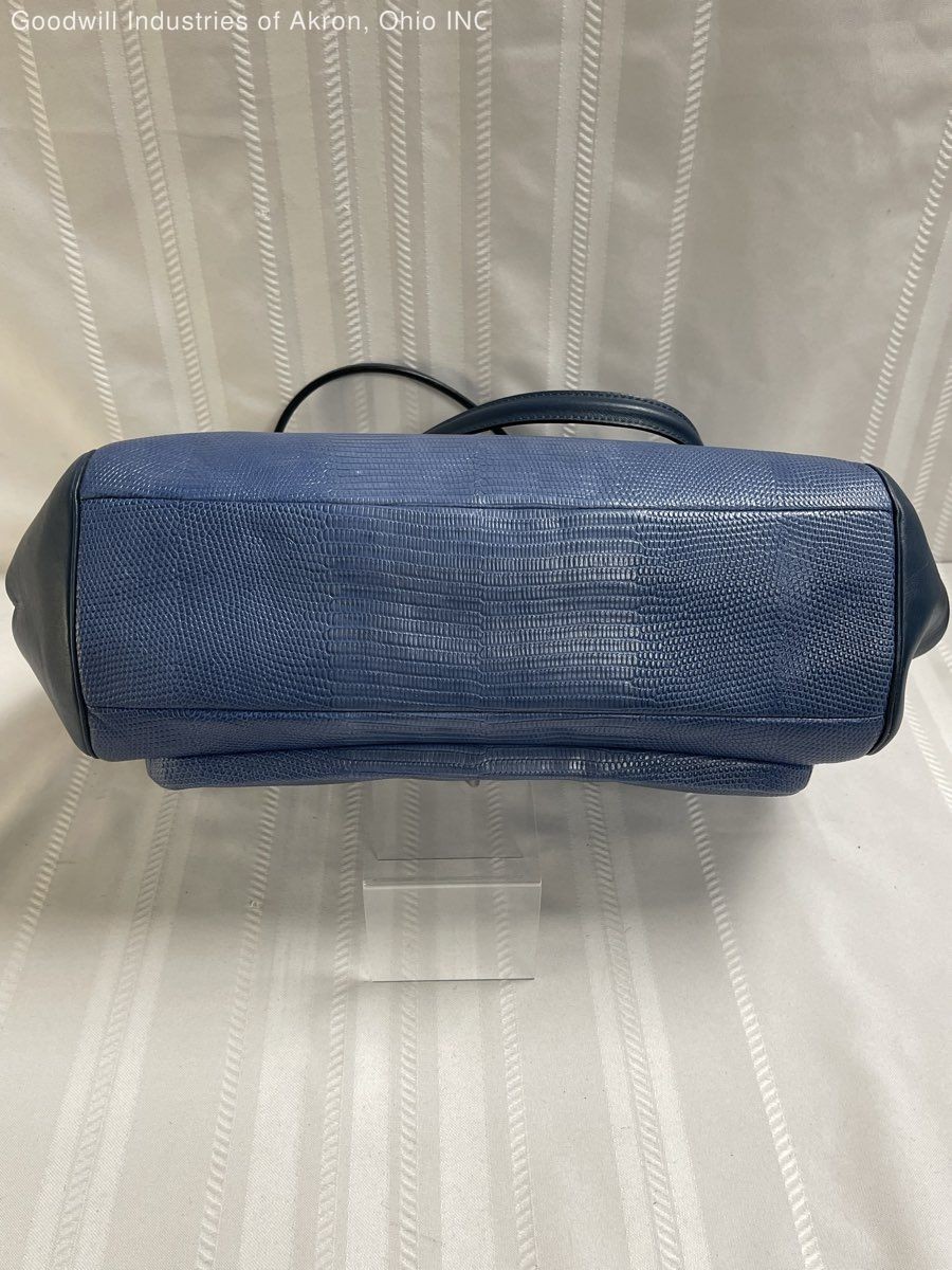 Coach Blue 2010s Lizard Embossed Leather Madison Madeline Satchel Bag COA