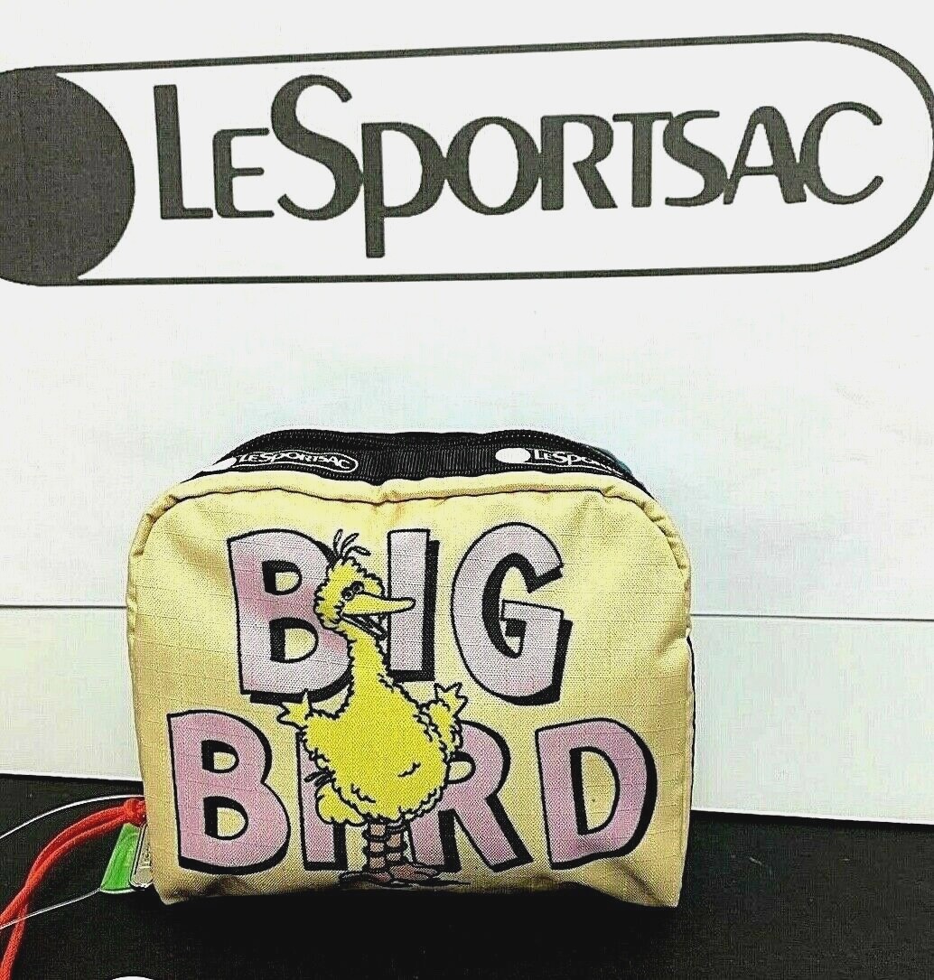 LeSportsac x Sesame Street Square Travel Cosmetic Big Bird, Snuffy & Alice New