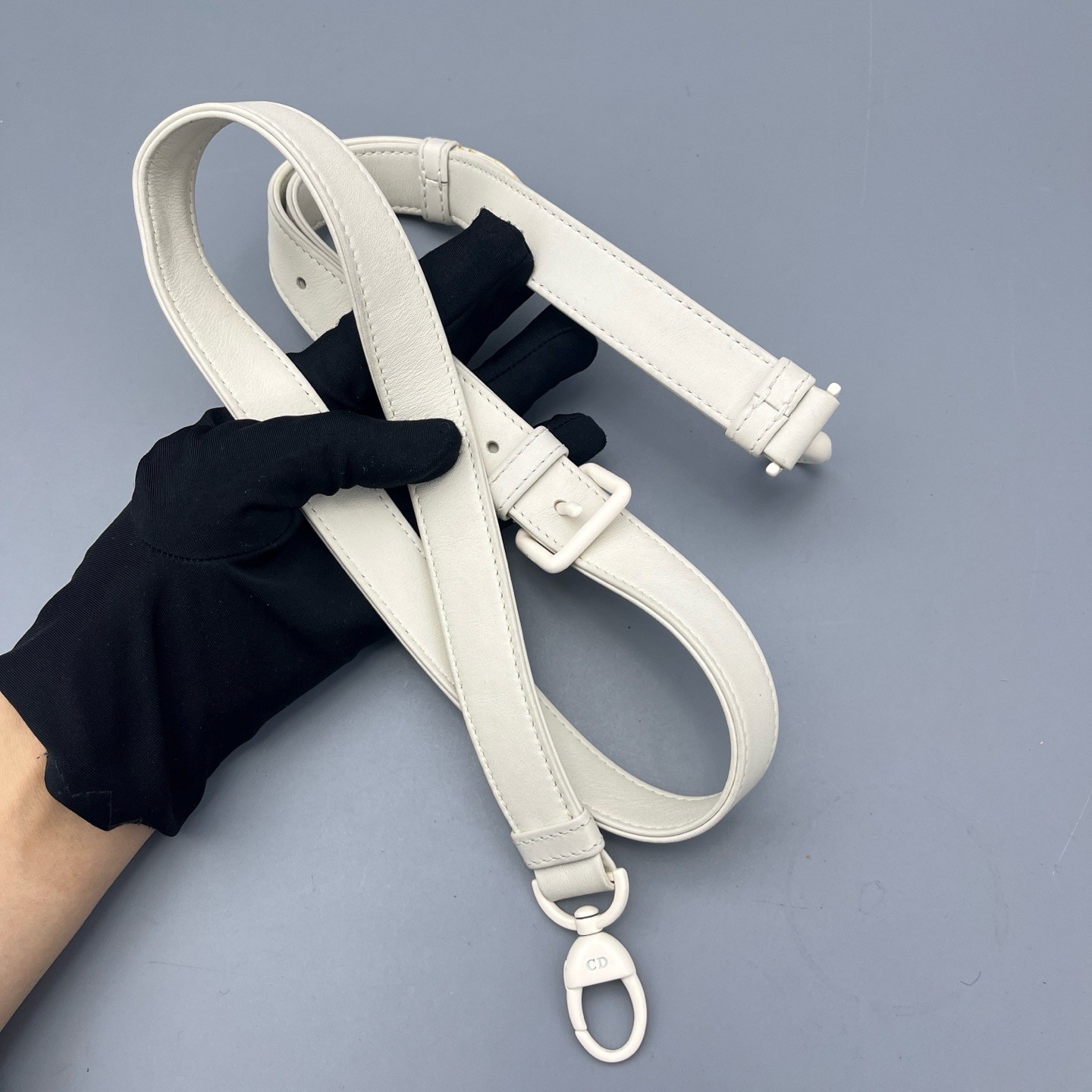Dior Lady Dior Medium Cream White Lambskin Cannage Top Handle Crossbody Bag