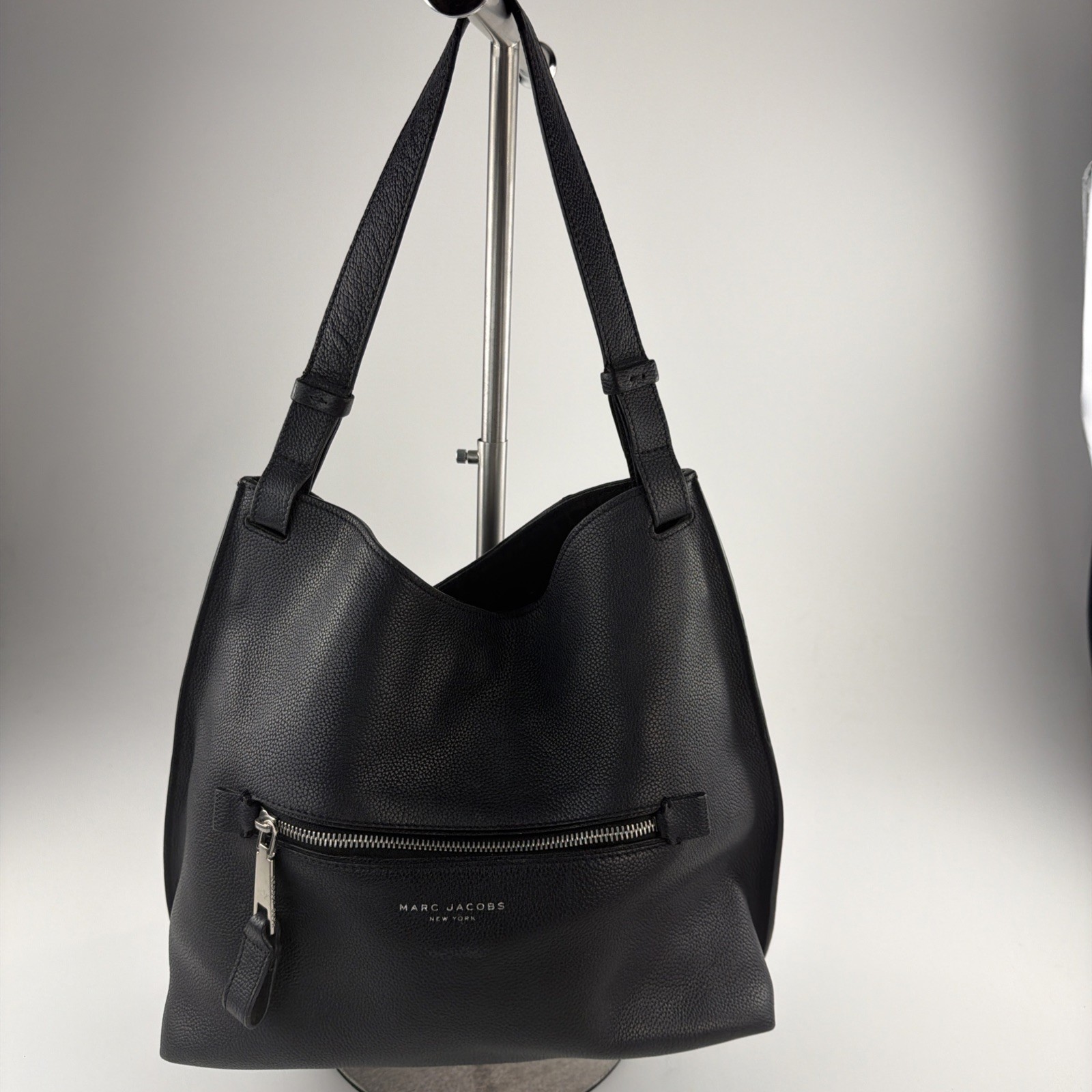 Marc Jacobs Tote Hobo Bag 100% Leather Suede Black Grained Large Shoulder Purse