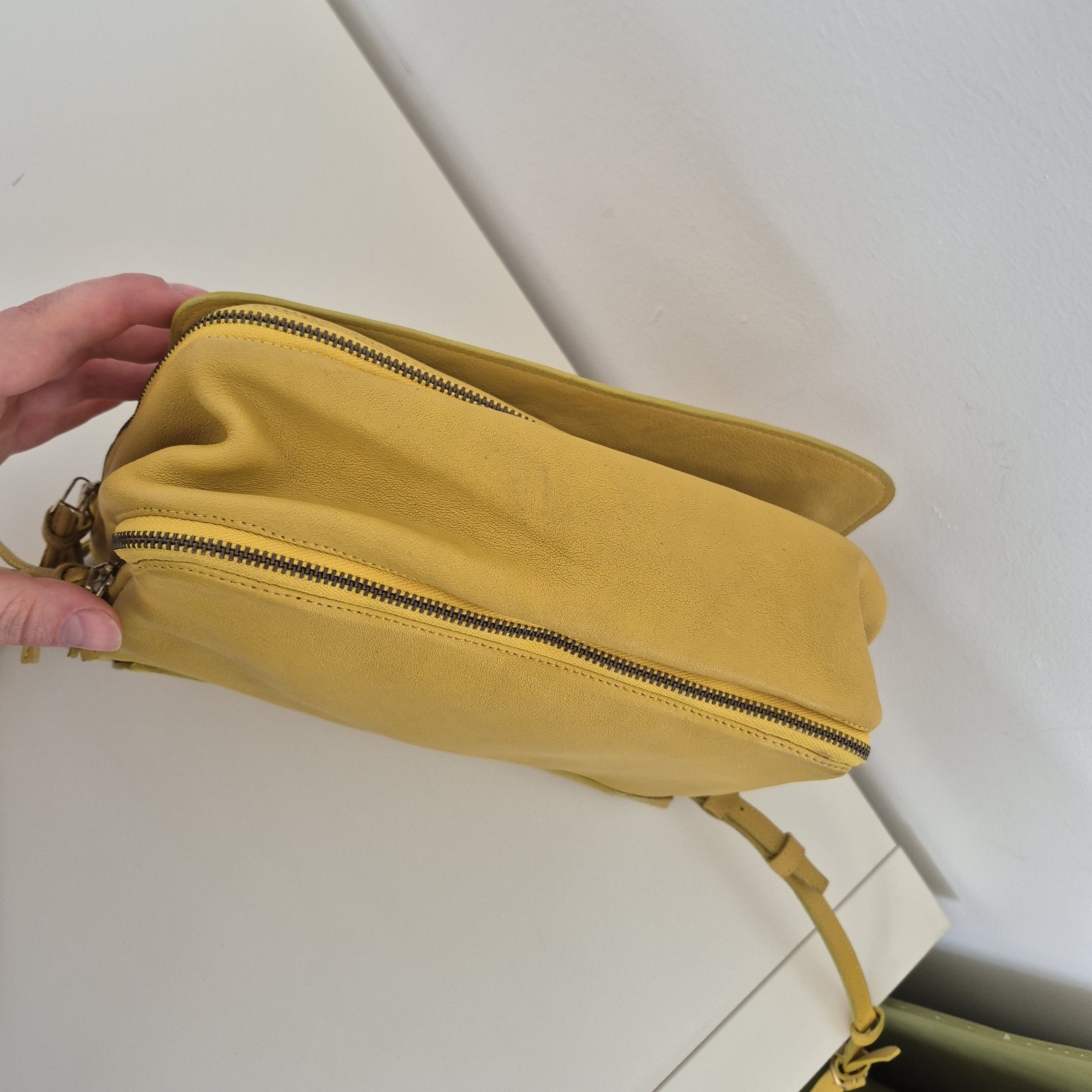Jerome Dreyfuss Igor Mustard Yellow Leather Casual Shoulder Crossbody Bag