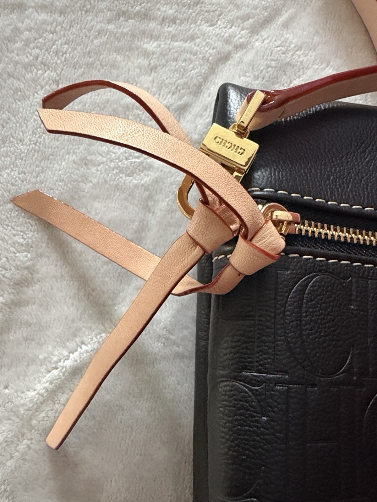 Black Carolina Herrera Clutch with Leather Strap