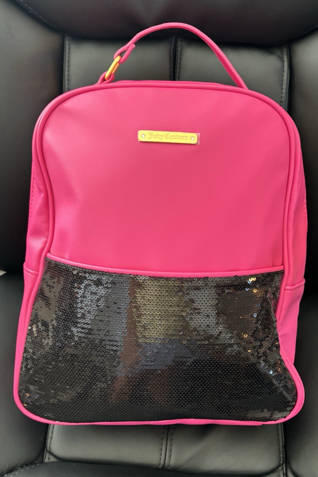 Juicy Couture Hot Pink And Black Faux Leather Backpack Sequence