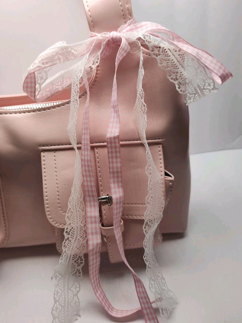 Pink Shoulder Bag With Ribbon PU Leather Purse By Sugar Thrillz Dollz Kill New