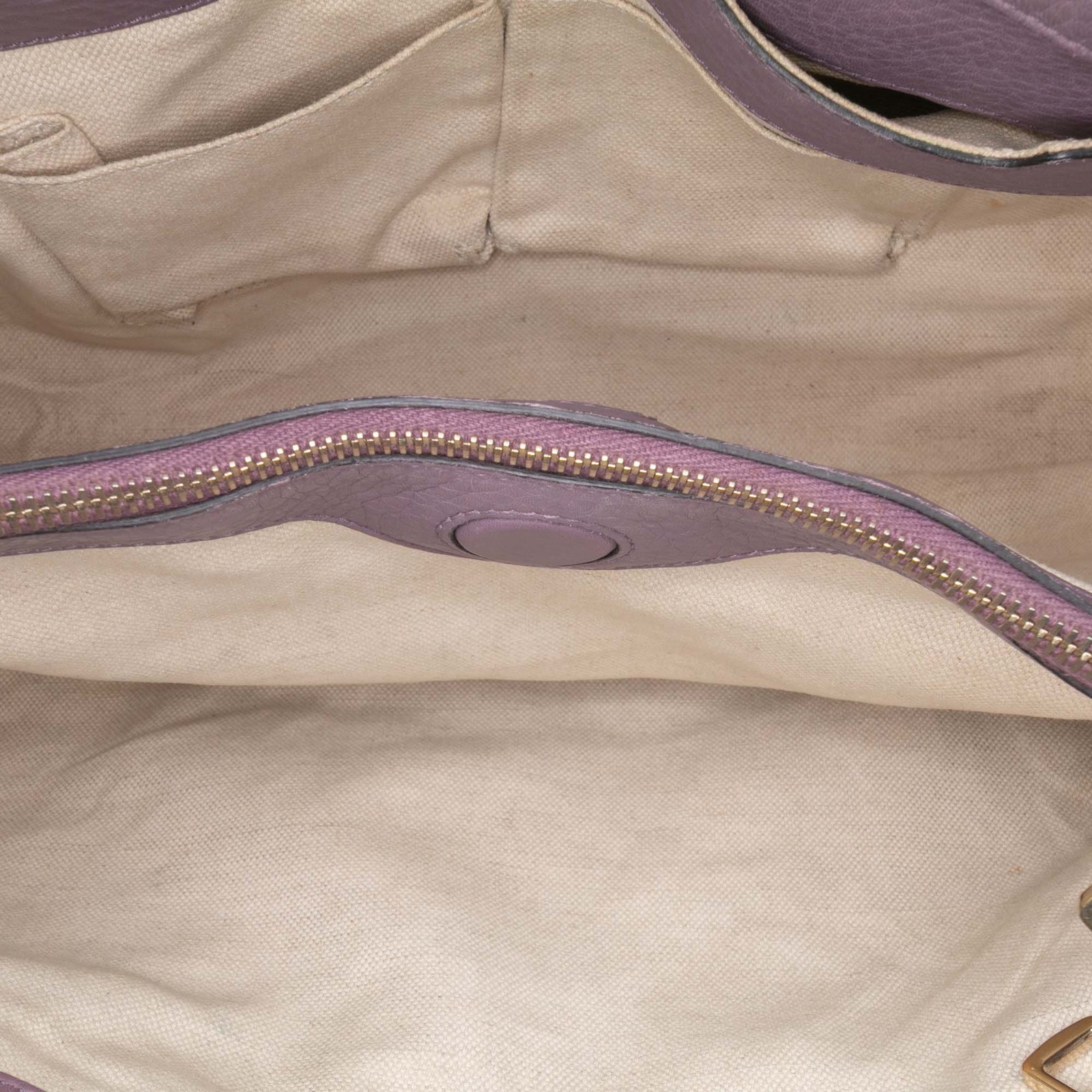 Authenticated Gucci Medium Calfskin Bamboo Shopper Lilac Calf Leather Satchel