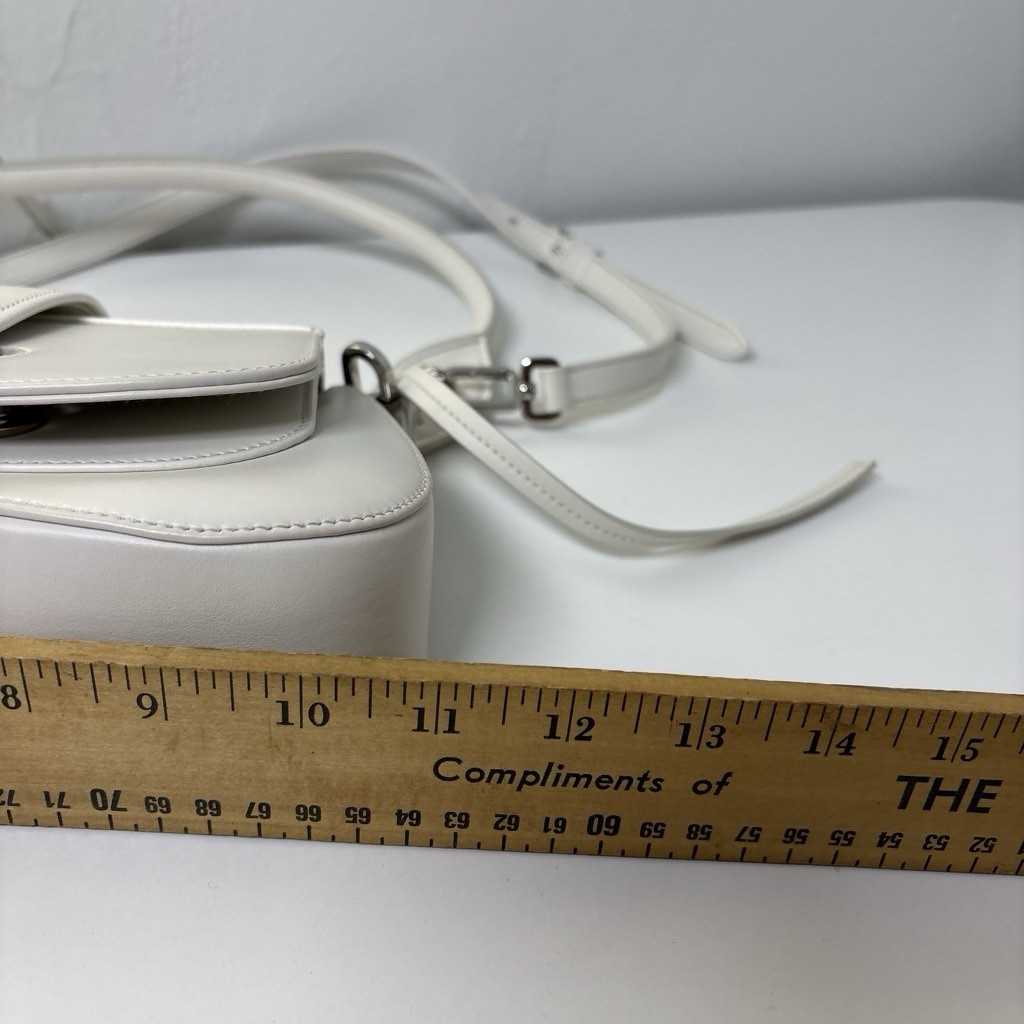 Prada Sidonie White Saffiano Leather Classic Silver Hardware Small Shoulder Bag