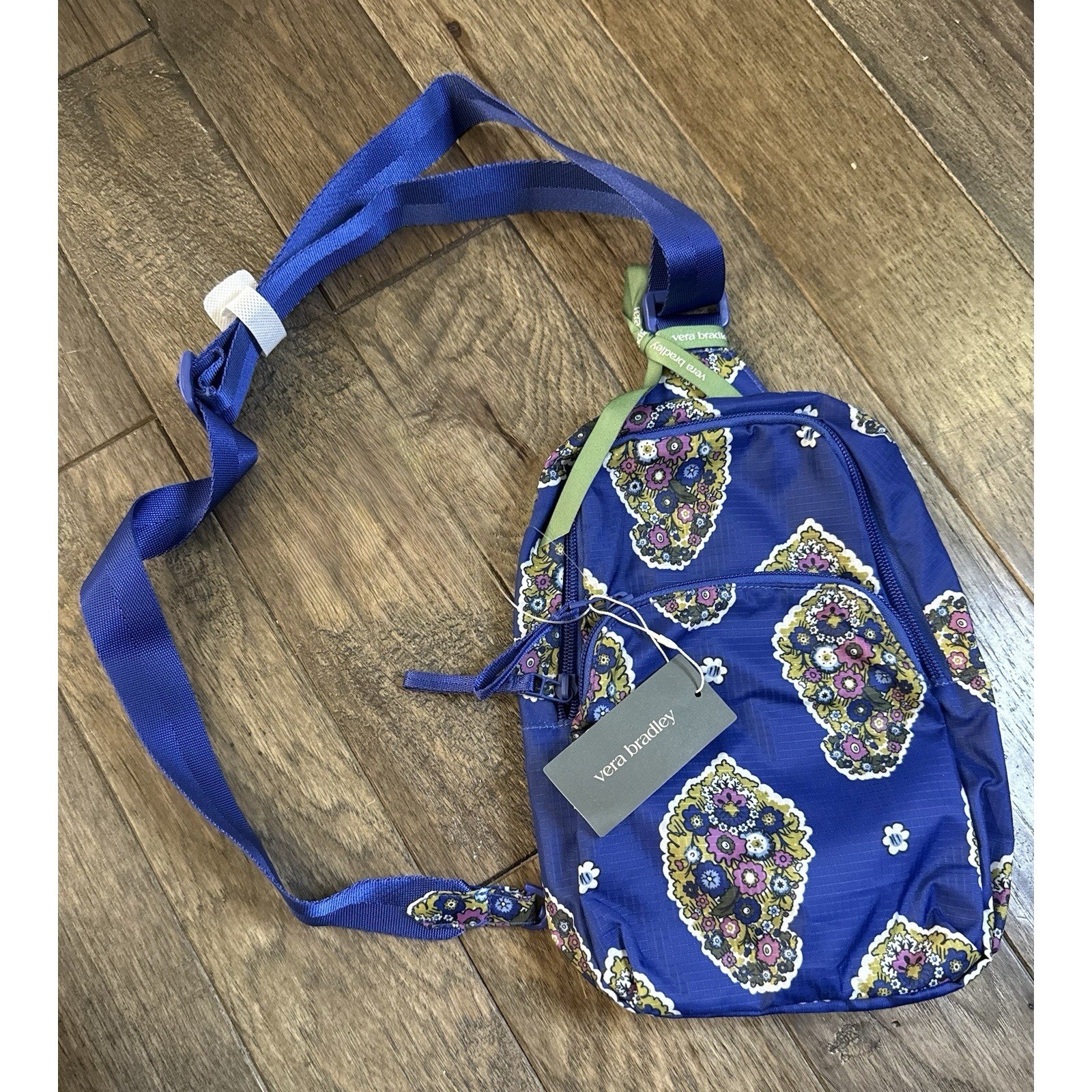 Vera Bradley Lorman Sling Backpack Womens OS Blue Kew Gardens Floral Paisley NWT