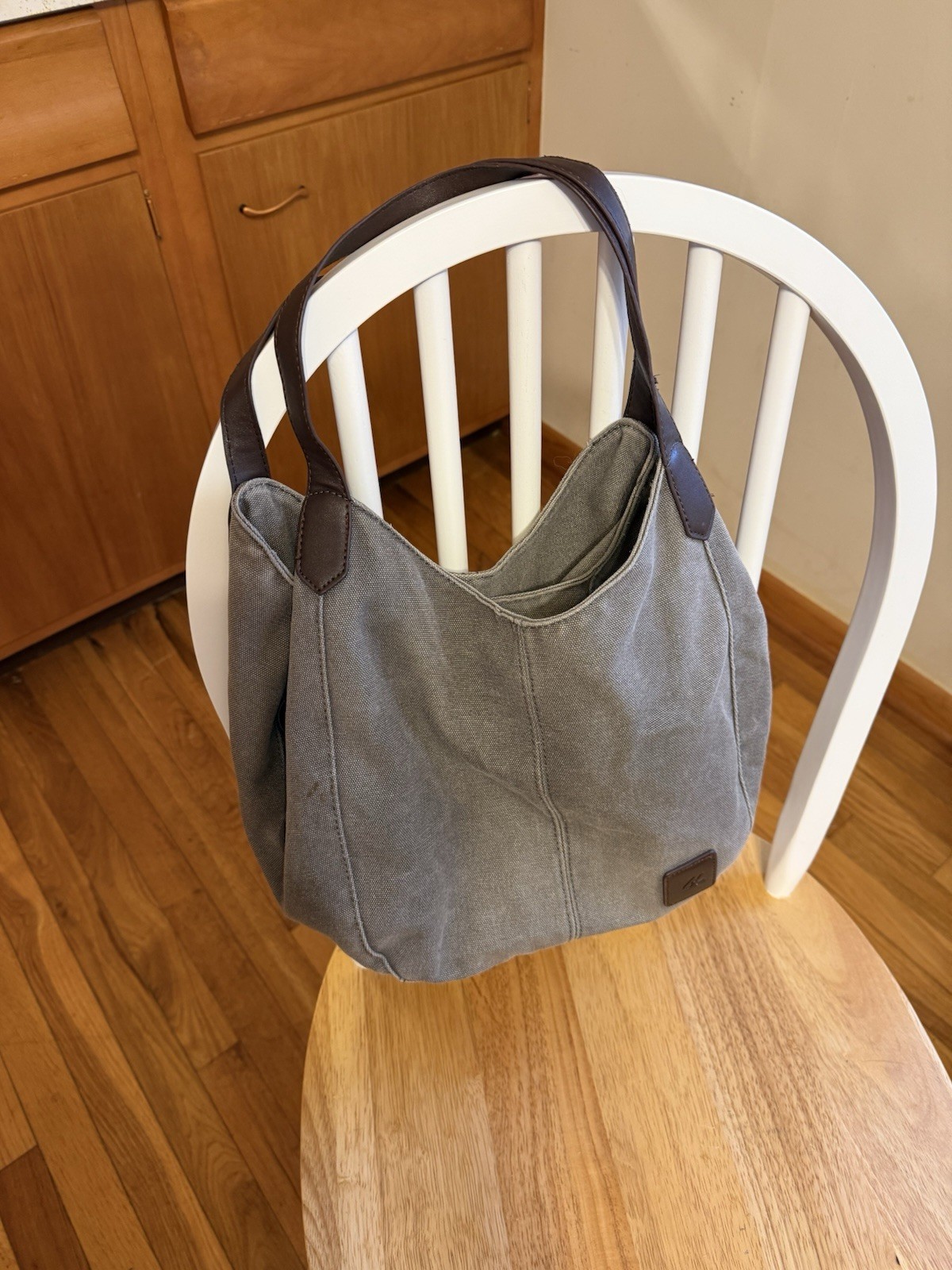 Canvas Bag, Two Side Snap Pockets Top Zipper
