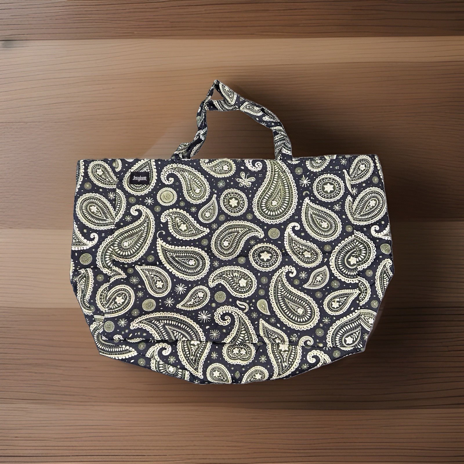 Asylum Paisley Tote Bag Women’s Blue Yellow Green Double Handles Stitching – New
