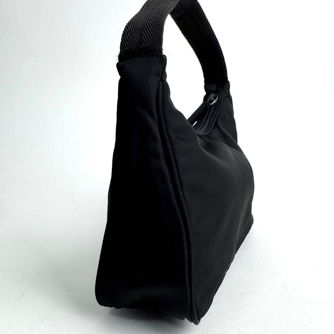 Prada Triangle One Shoulder Bag Nylon Black Used Authentic