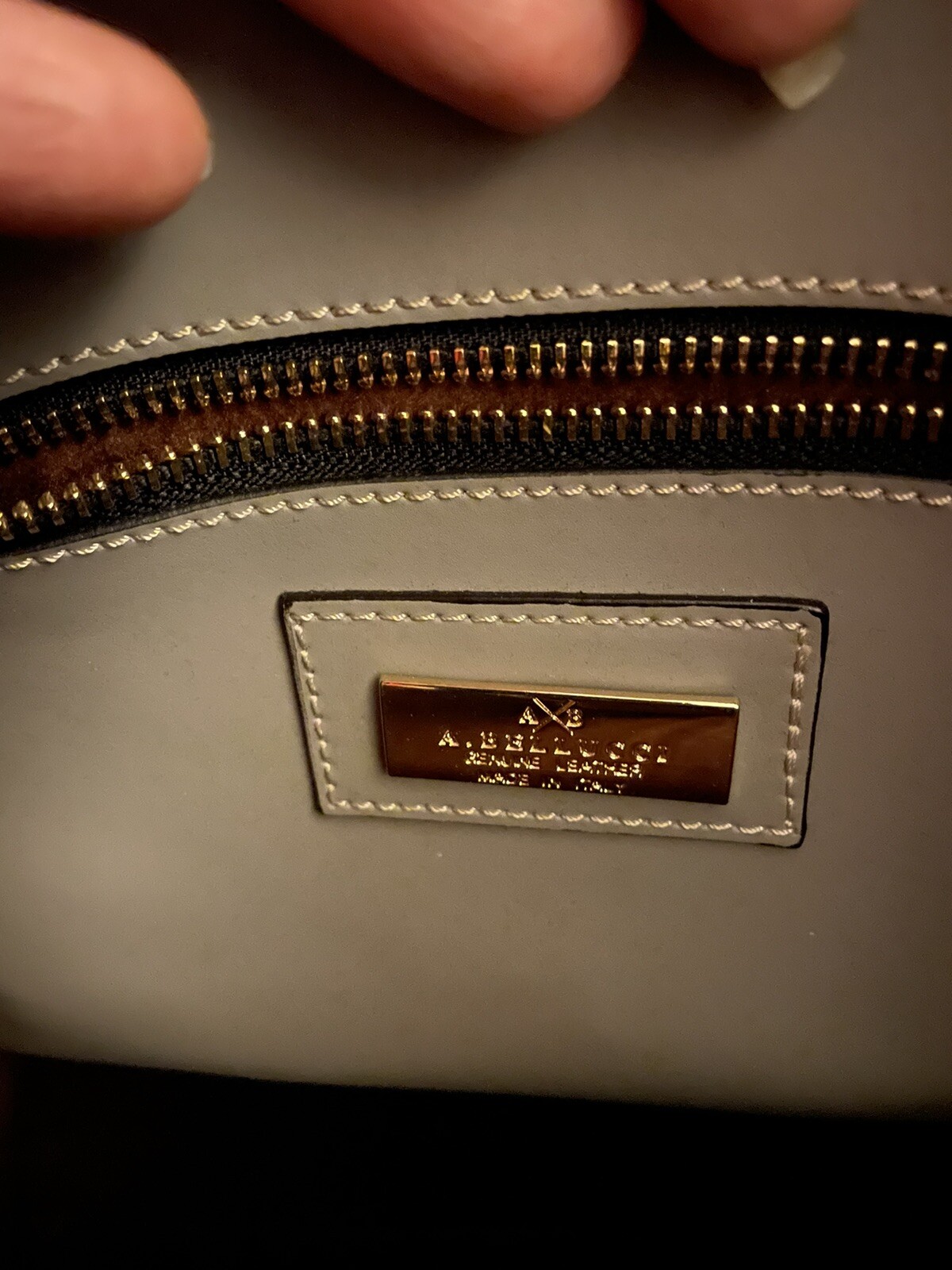 NWOT A Bellucci Large Gray Leather Tote Made in Italy