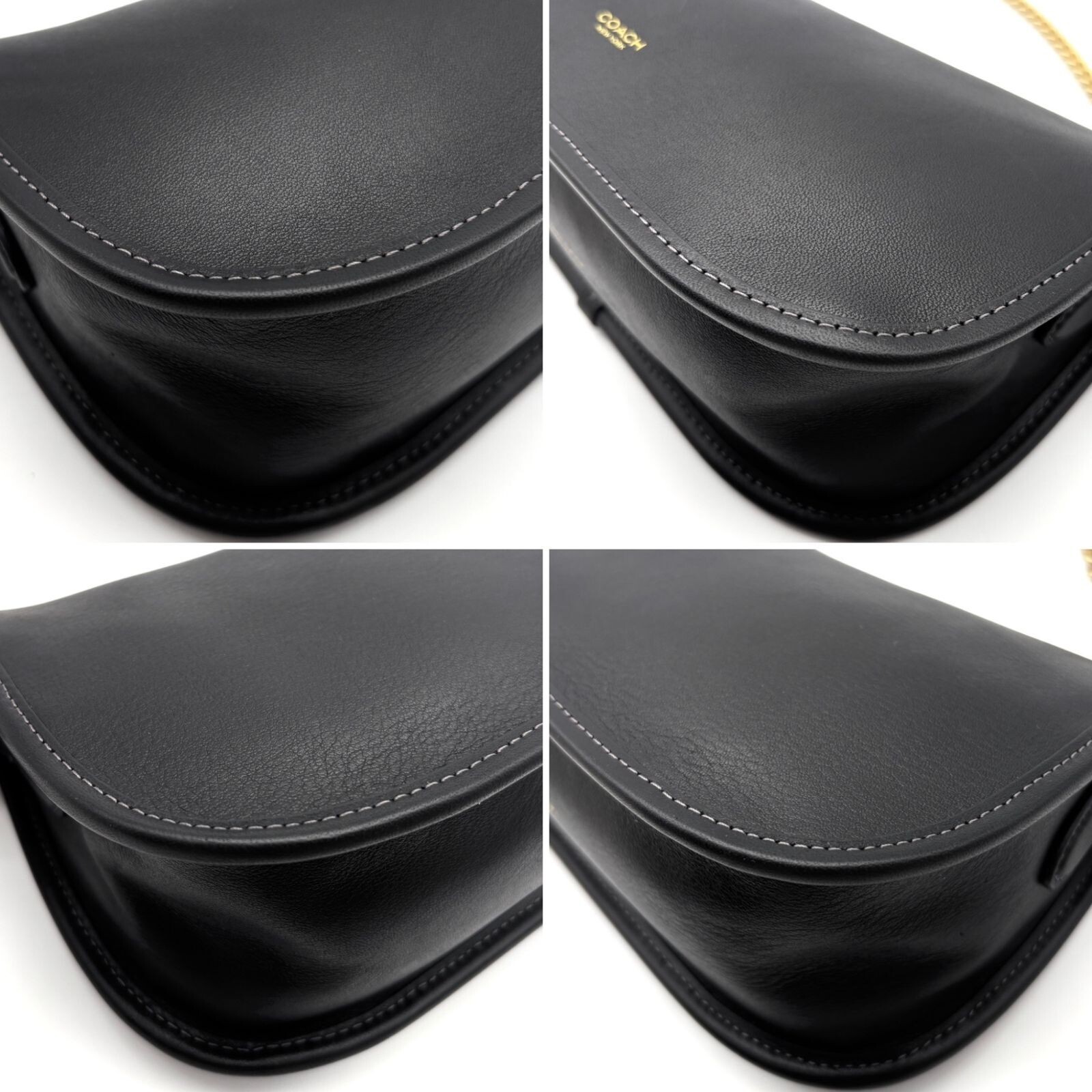 Coach Waverly 3 Way Black Leather Crossbody Bag Chain Auth From Japan