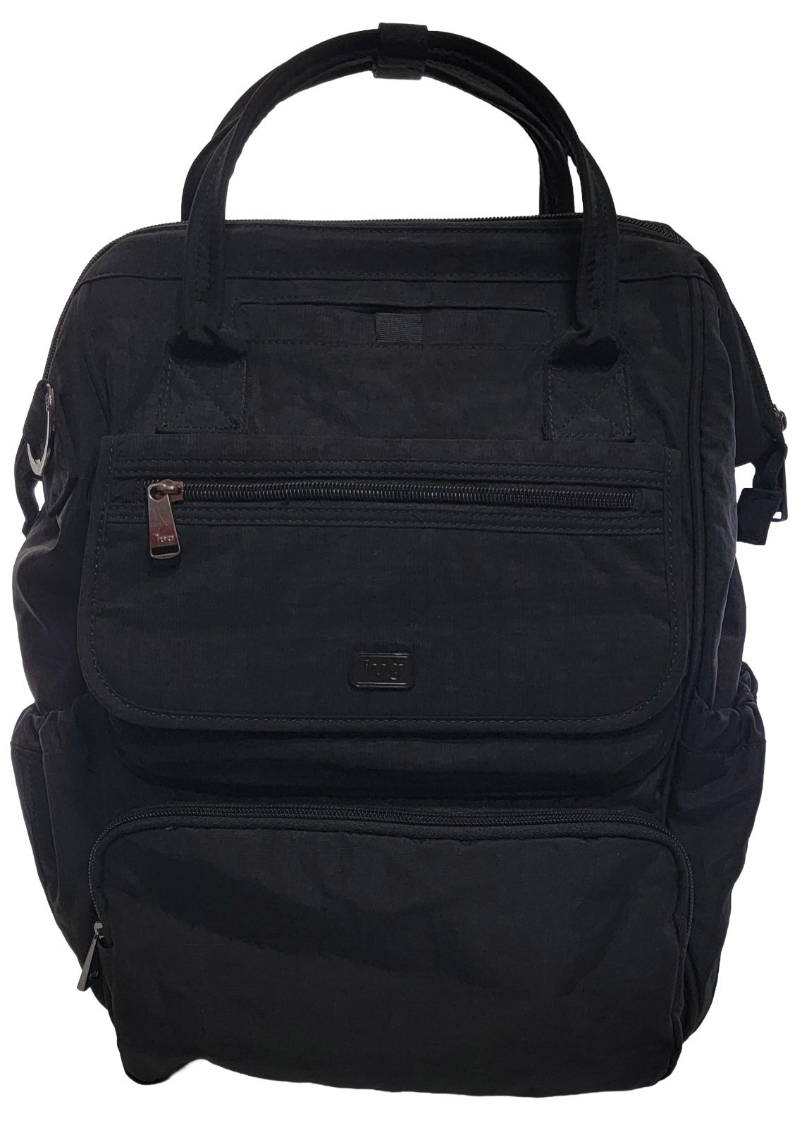 LUG VIA 3 En 1 Convertible Backpack Travel Tote Nylon Black .