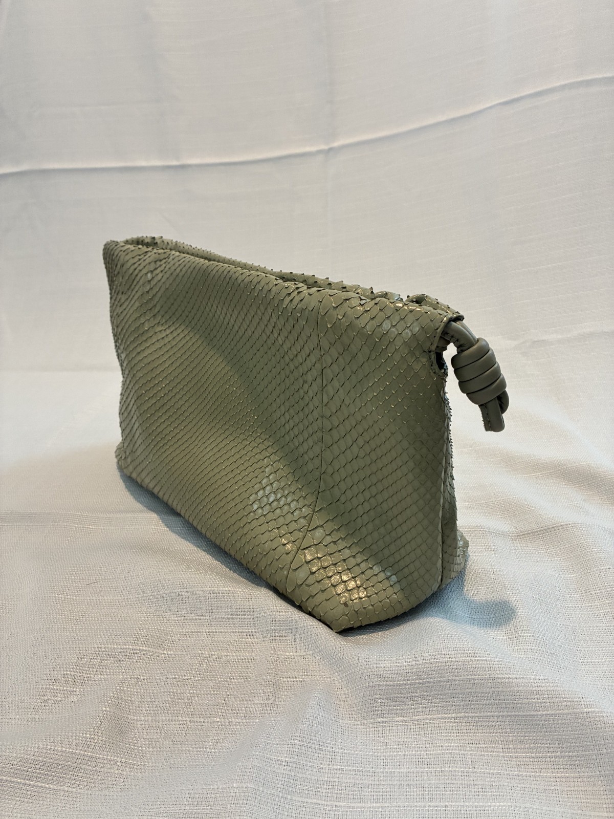 Loewe Flamenco Python Snakeskin Green Drawstring Clutch Purse Pouch