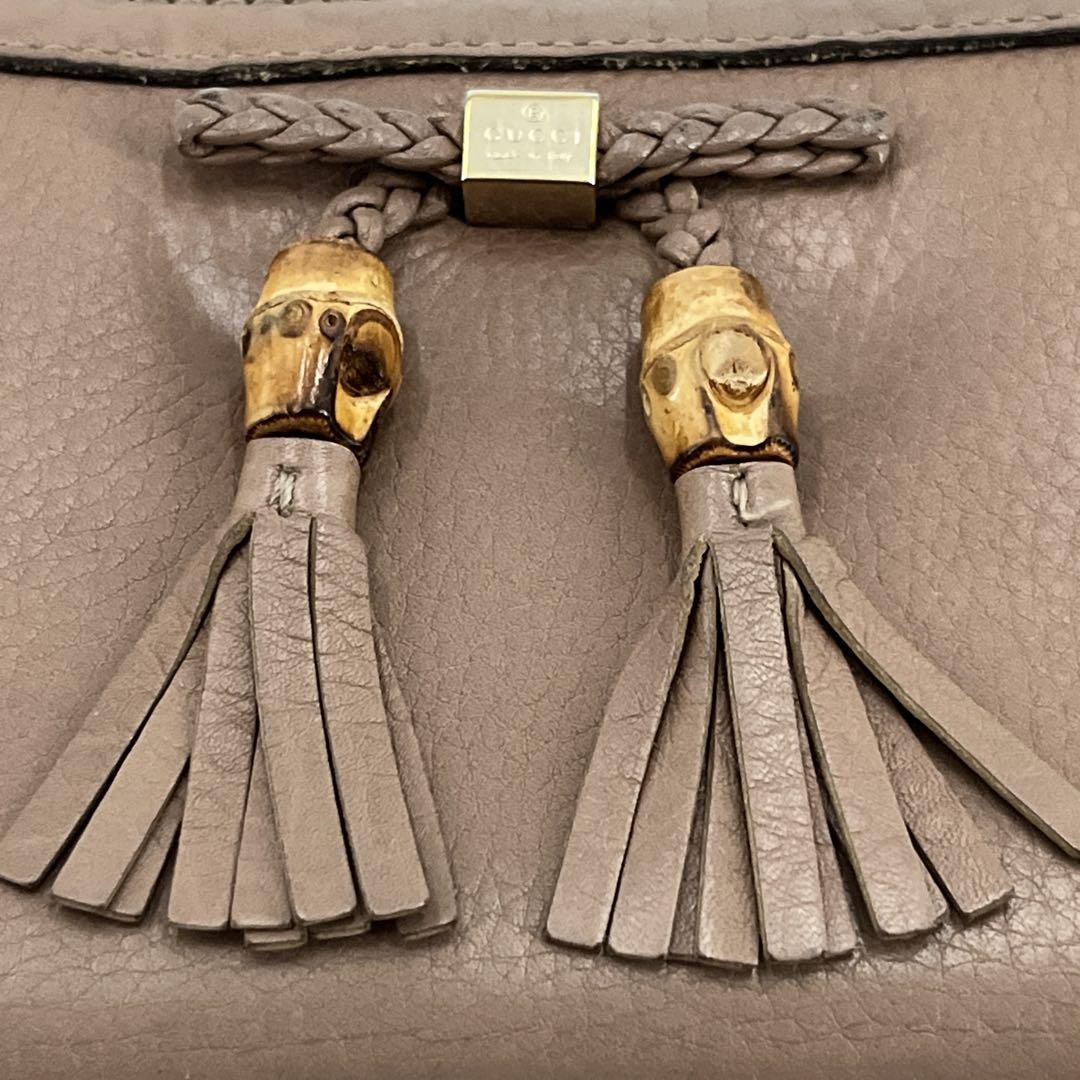 Gucci long Wallet zip around bamboo ribbon beige excellent gift F/S