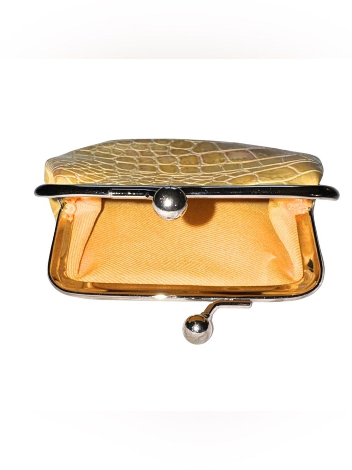 Source Unknown Yellow Croc-Embossed Mini Coin Purse