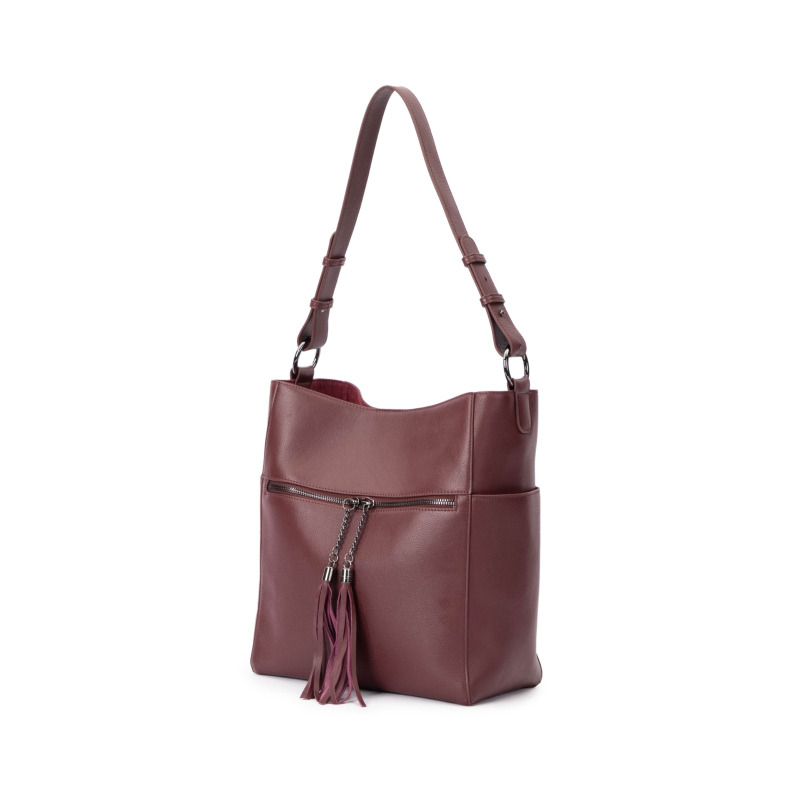 Women’s Leather Tote Bag Large Capacity Shoulder Purse – Wine Red