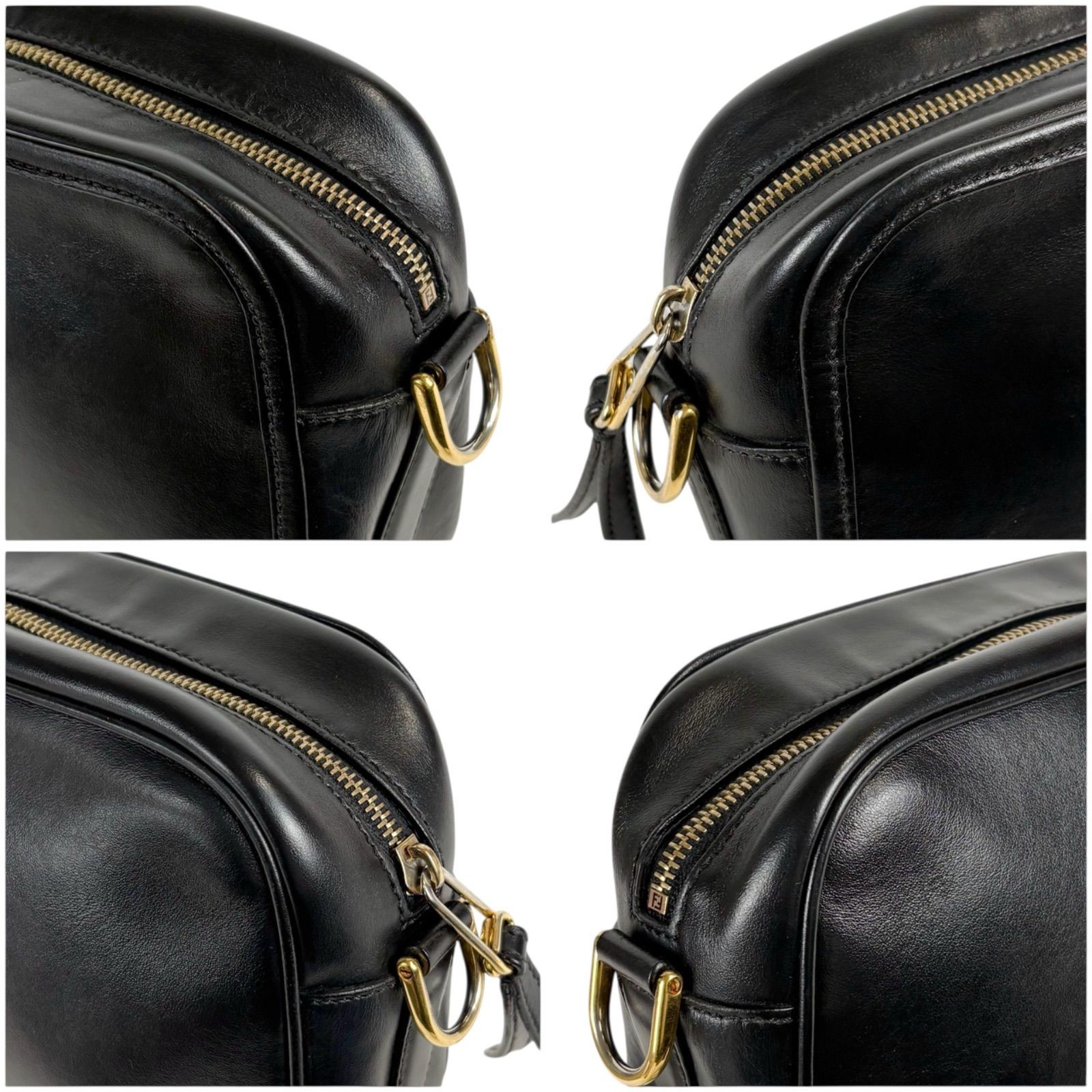 FENDI Cam 05217439 Camera Bag Black Leather US 8.9×5.9×3.1in Shoulder Italy