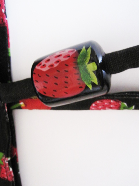 Golden Sands Handpainted Strawberry Cherry Shoulder Overnite Bag w/ Wood tag NWT