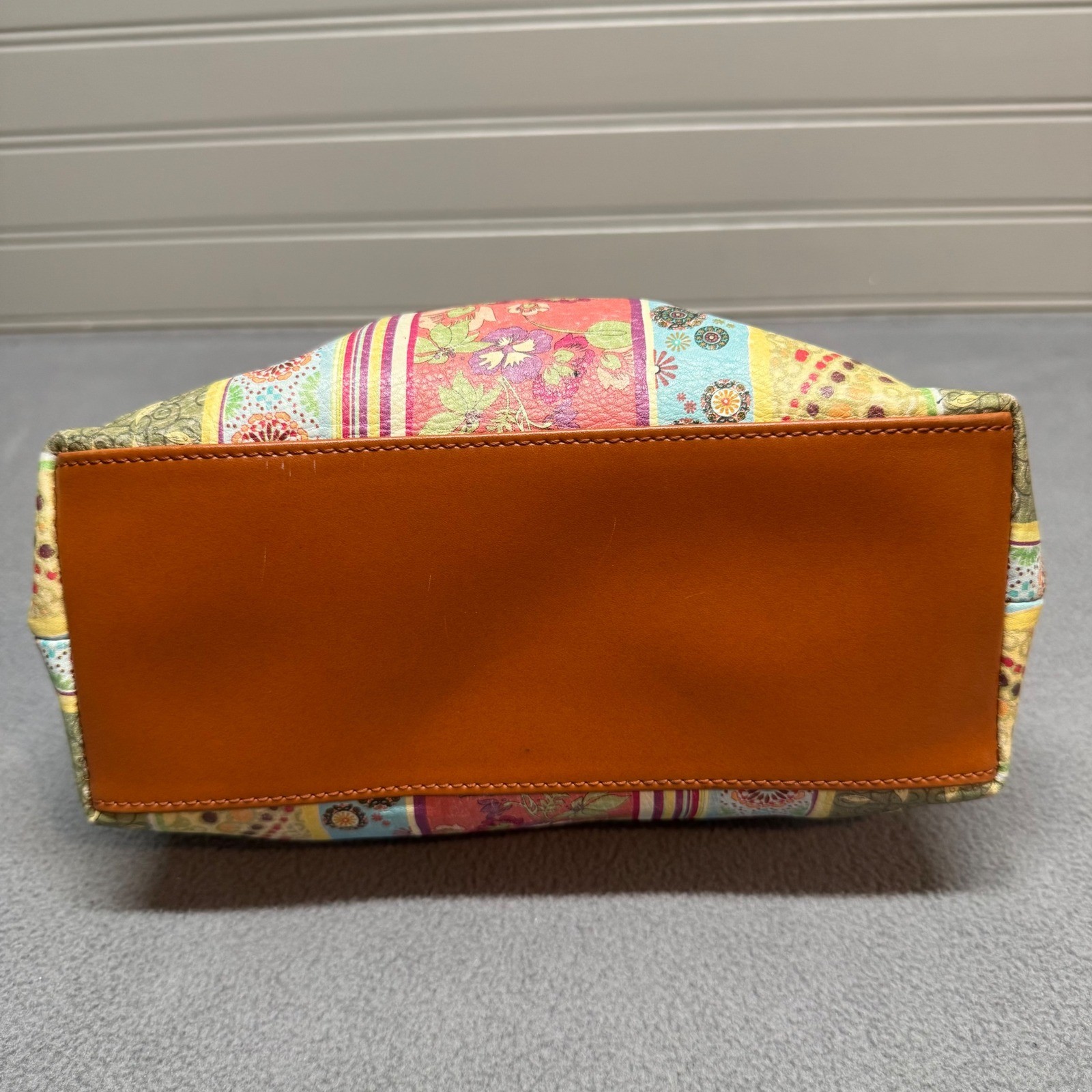 Fossil Satchel Floral Patchwork Leather Trim Bag Small Multicolor ZB7013 Boho