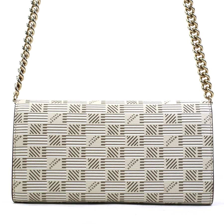 Auth MOREAU PARIS Chain Wallet Bag Beige Leather – r11291a
