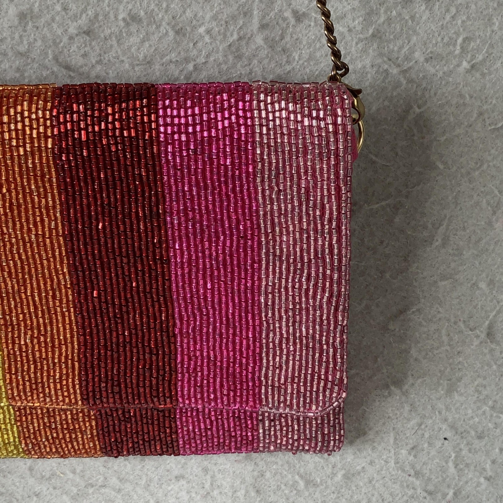 Rainbow Stripe Crossbody Bag Womens Small Multicolor Beaded Flap Formal Party