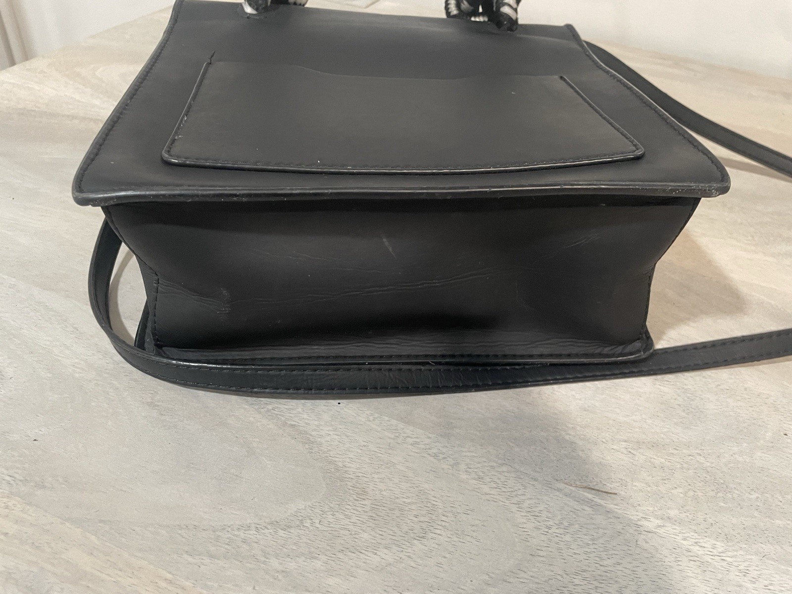 Off White 1.4 Jitney Medium Black Leather Top Handle Bags(Read Description)
