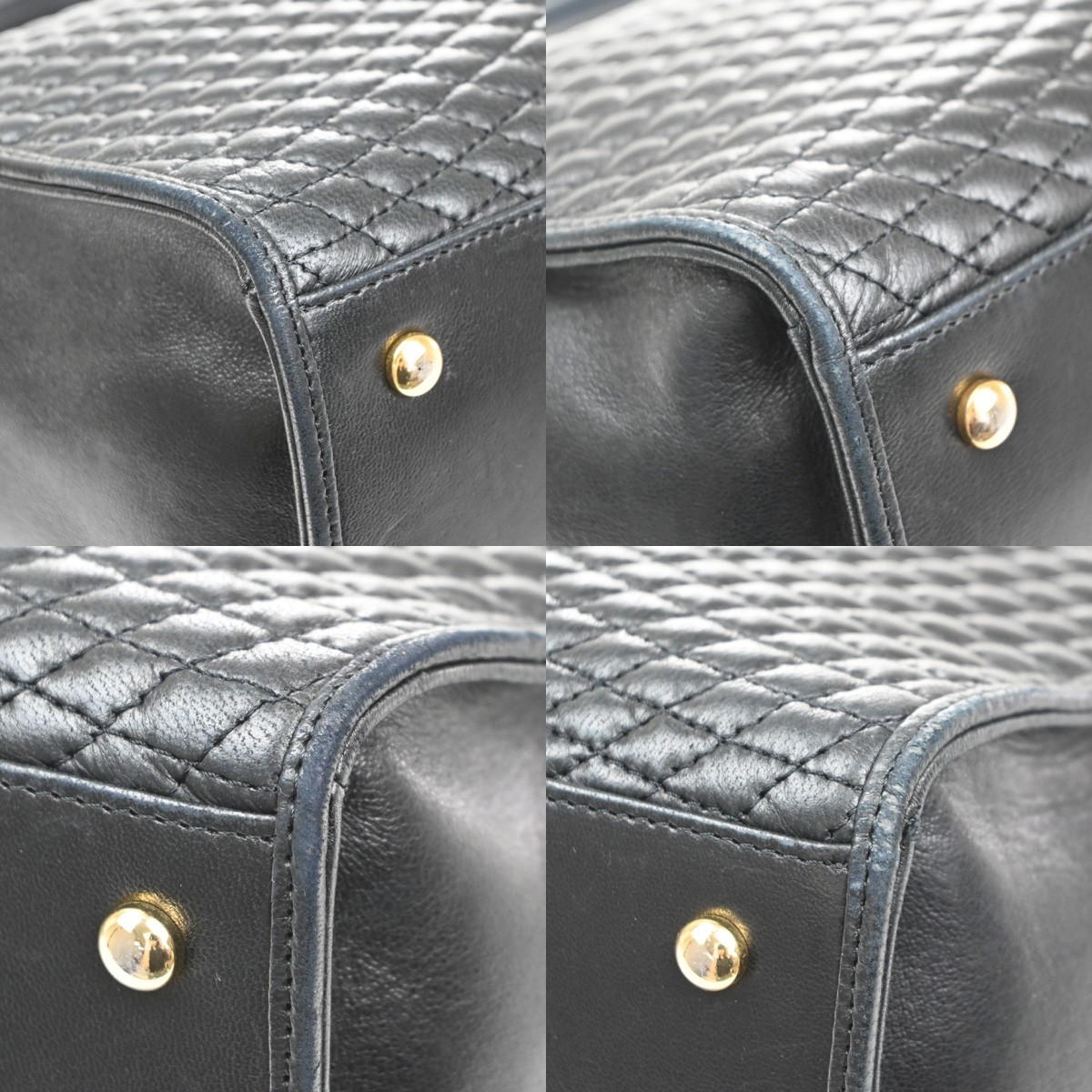 BALLY Logo Tassel Hand Bag Quilted Leather Black GHW Italy 09MA542