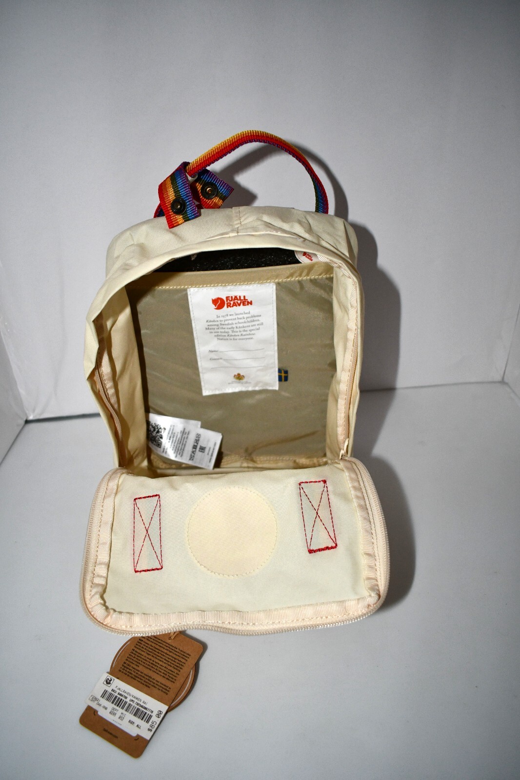 Fjallraven Kanken Rainbow Handle MINI Backpack in Light Oak Rainbow #F23621 NWT