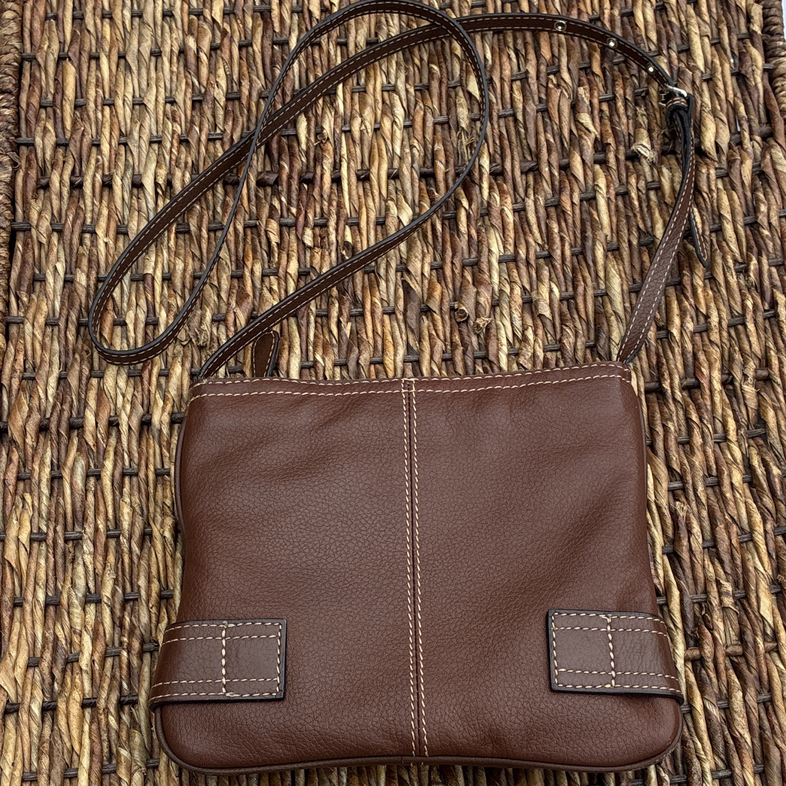 Franco Sarto Brown Leather Zip Crossbody Purse