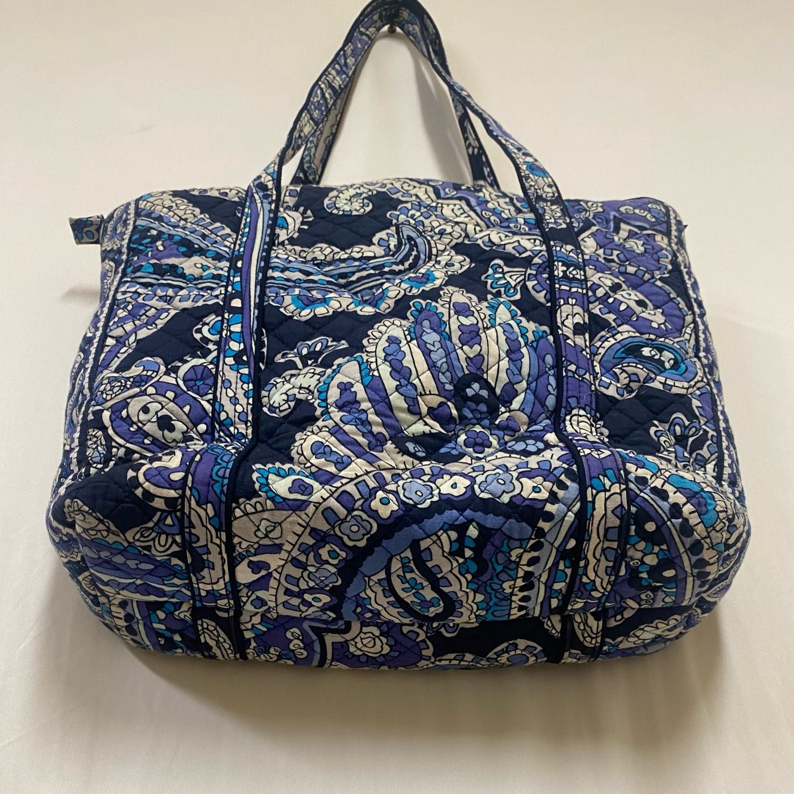 Vera Bradley Quilted Cotton Tote Bag Blue Paisley Print