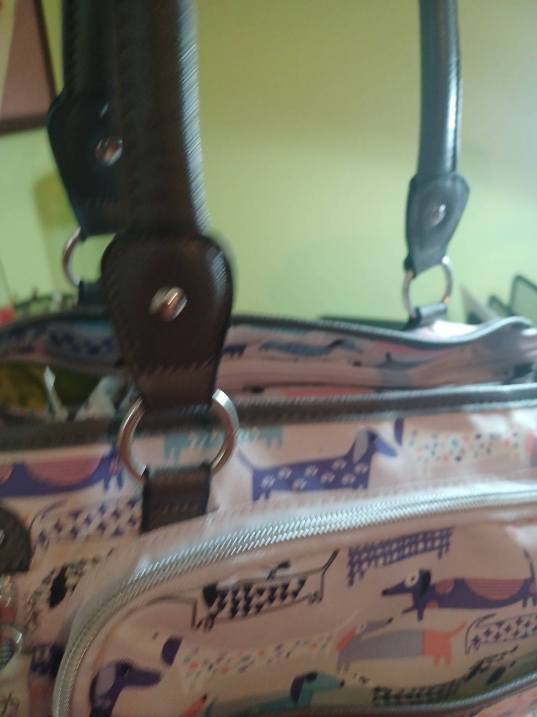 Lilly Bloom Retired Dachshund Satchel Purse Gray Handles And Trim