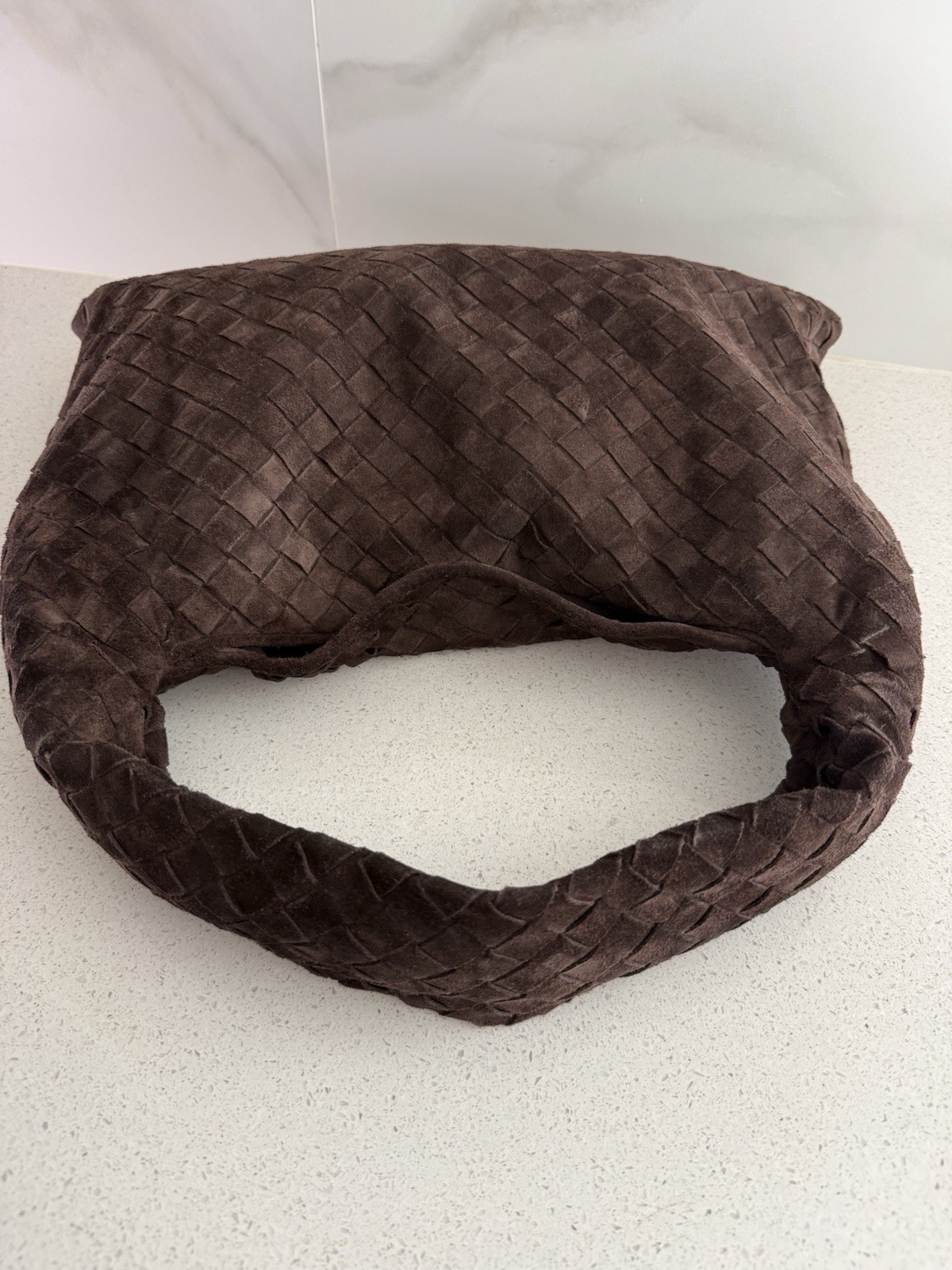 Bottega Veneta Hop Small Shoulder Bag Fondant Brown Suede