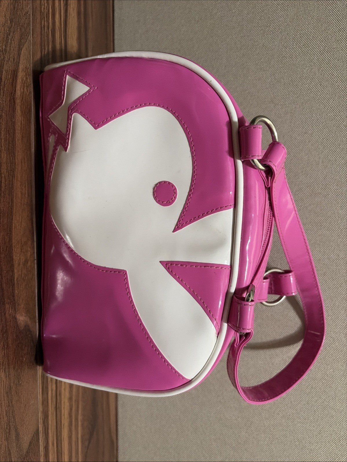 VTG Playboy Bunny Handbag White Logo Pink Lining Small Purse 90s Y2K W/ Wallet