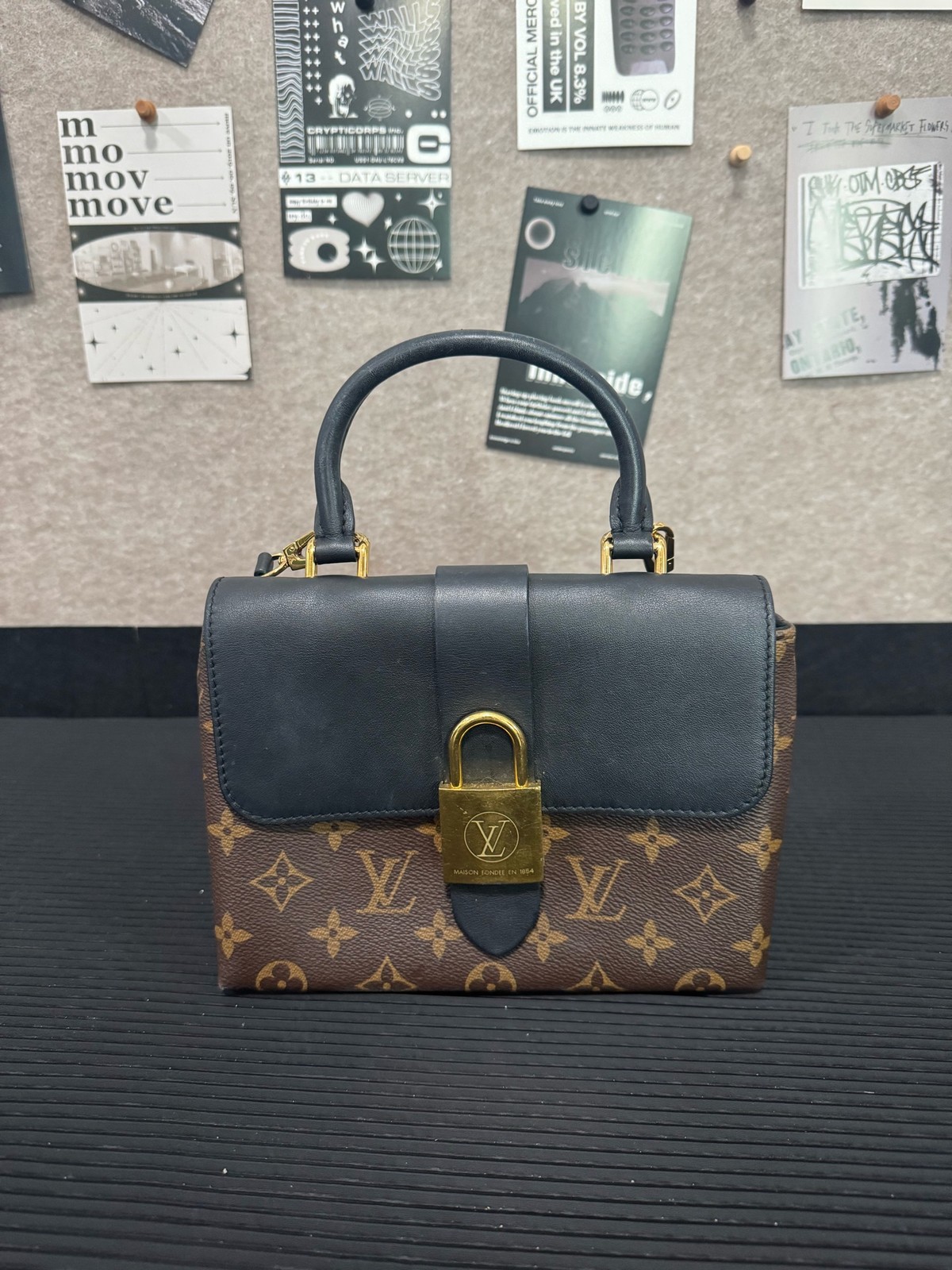 Louis Vuitton Locky BB Small Brown Black Monogram Calfskin Crossbody Handbag Dut
