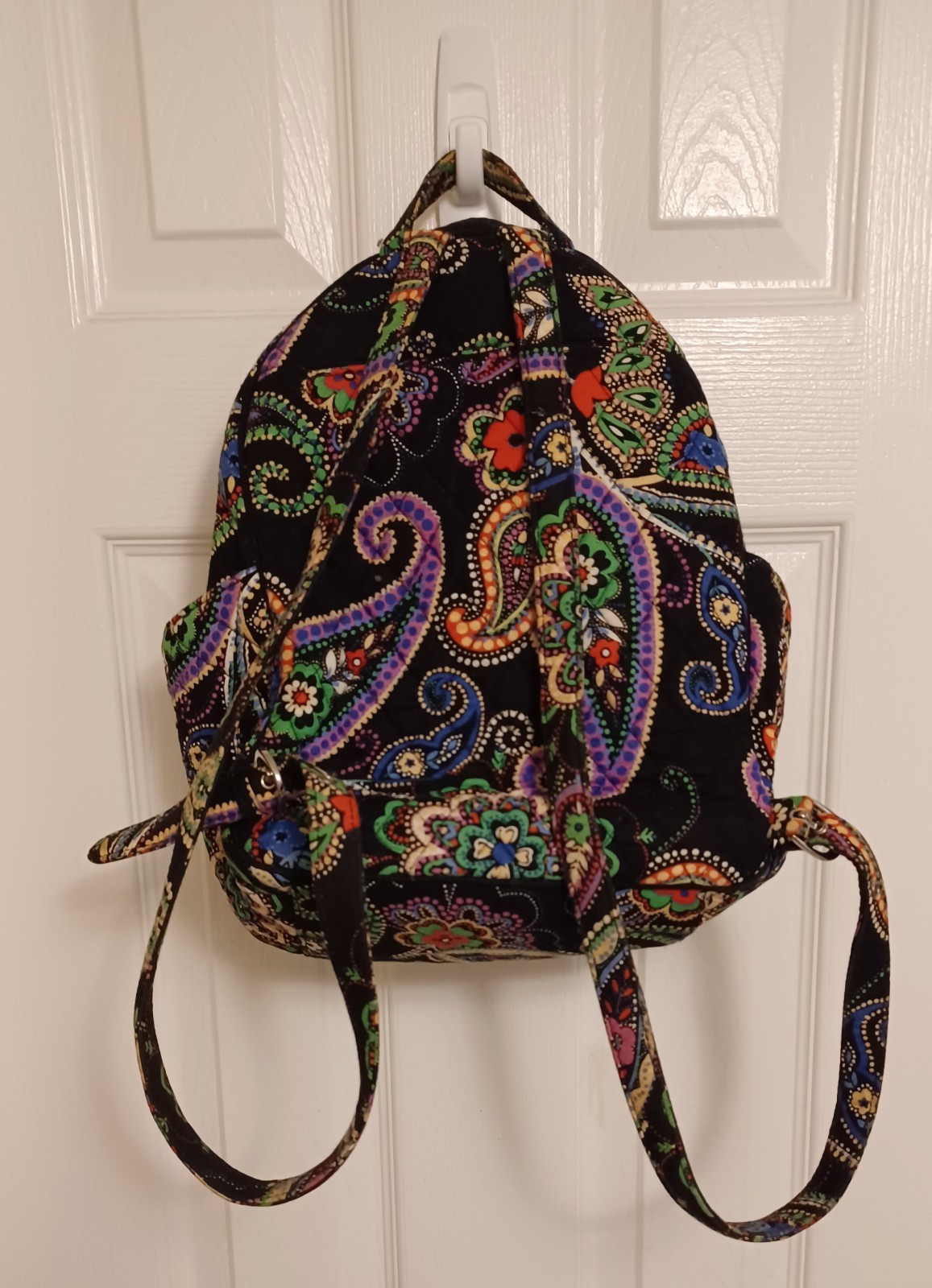 Vera Bradley Small Backpack Kiev Paisley Colorful Paisley on Black 12x9x5 Inches