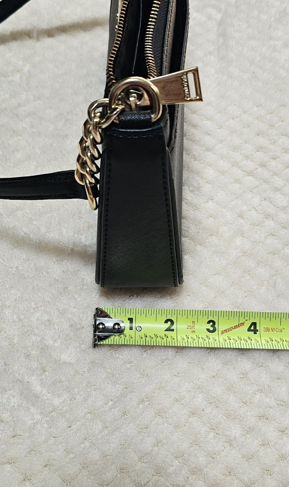 Calvin Klein Women’s Black Shoulder Bag Zip Gold-Tone Chain Pockets