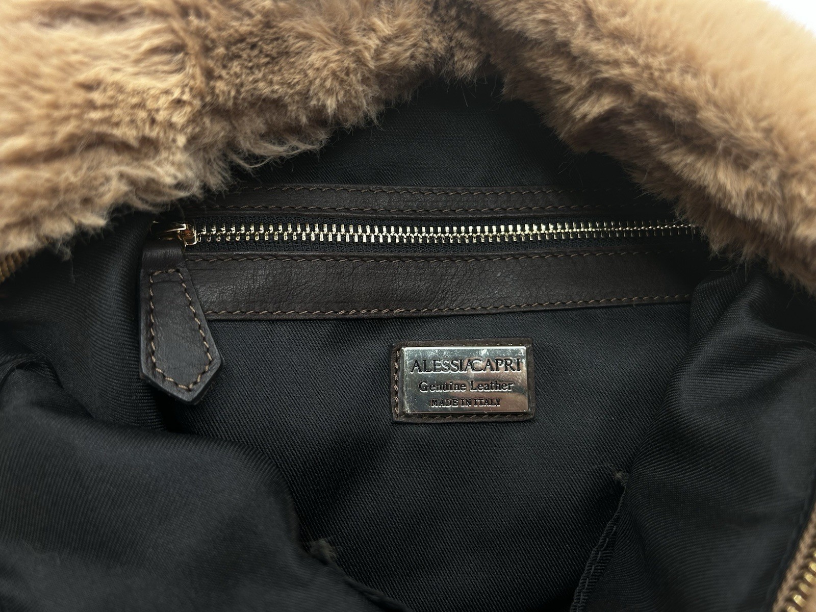 ALESSIA CAPRI Large Fur Hobo Shoulder Bag