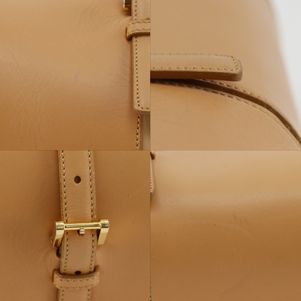 BURBERRY Logo embossing Tote Bag Nova Check Handbag beige leather Women