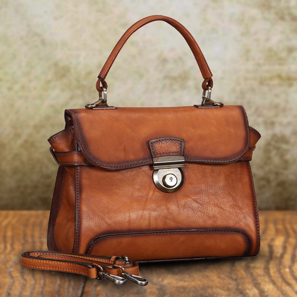 Genuine Leather Purse and Handbag for Women Vintage Shoulder Bag Crossbody Bag