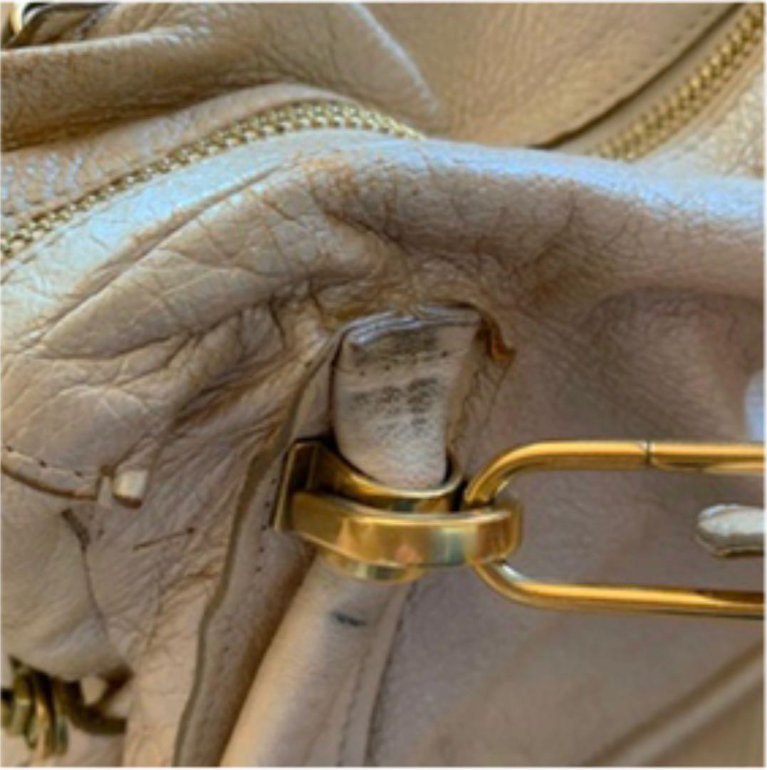 Chloe Parati Handbag Shoulder Champagne Gold Leather 37×20×13cm