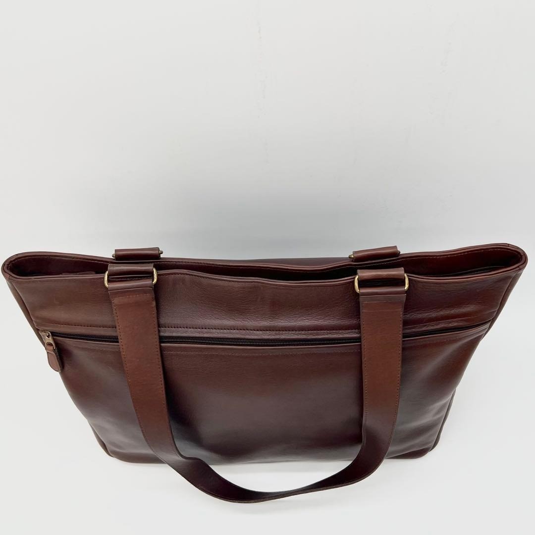 COACH Vintage Leather Tote Bag Unisex Brown A4 Size Compatible Made in USA Used