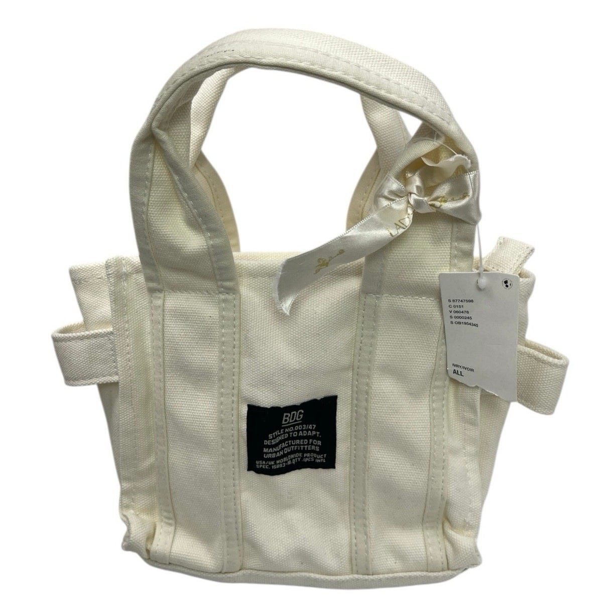 NEW Urban Outfitters BDG Serena White Canvas Zipper Mini Tote Bag Handbag OS