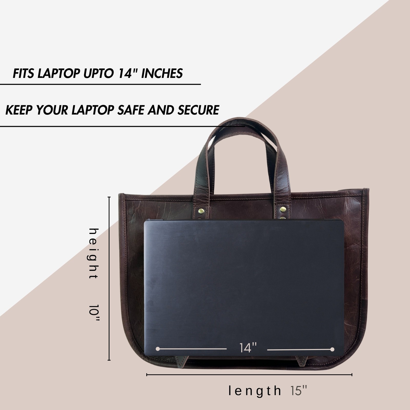 Women’s Leather Tote Bag Medium Briefcase Office Messenger Laptop Brown Handbag