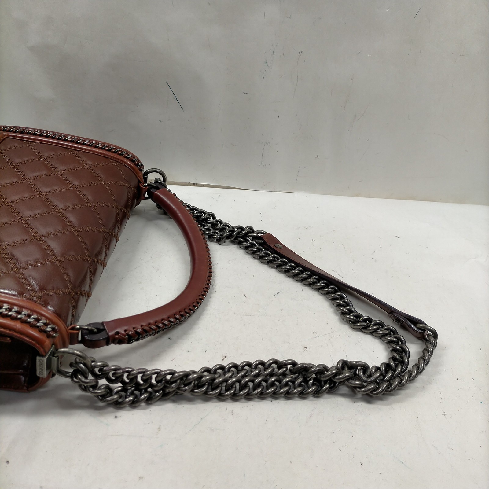 Chanel Shoulder Bag Boy Top handle Brown Leather 4488693